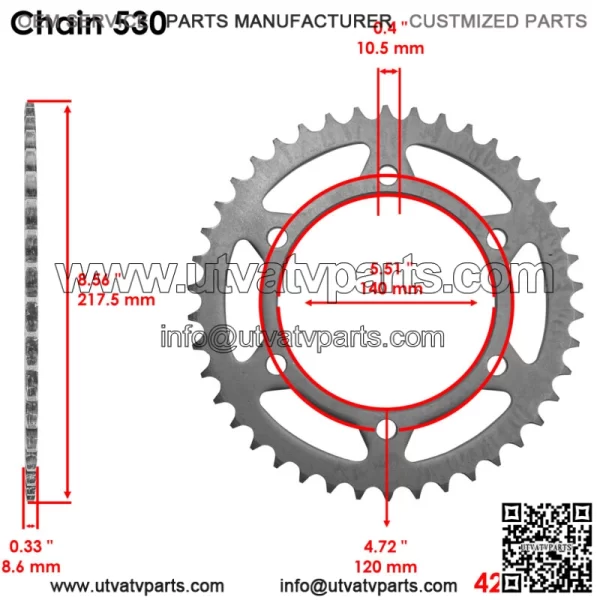 42041-1473 420411473 Rear Wheel Chain Sprocket for Kawasaki 42 Teeth - Image 2