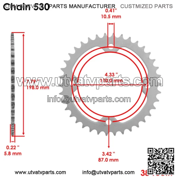 Rear Sprocket for Yamaha Raptor 700 YFM700 YFM700R 2006-2016 / YFZ450X 2010 2011 (For: Yamaha Raptor 700) - Image 2