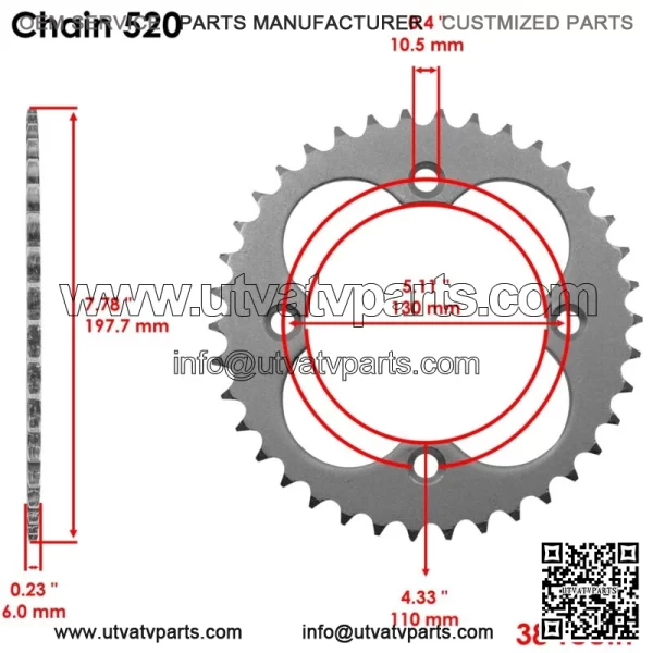 Blue Drive Chain And Sprockets Kit for Honda TRX450R Sportrax 450 2X4 2004 05 (For: Honda) - Image 4