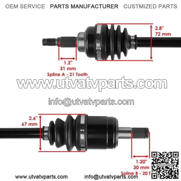 Front Right CV Joint Axle for Honda TRX450ES TRX450S Foreman 450 4X4 1998-2001 - Image 3